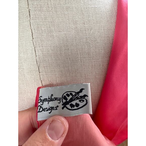 Womens Vintage Symphony Design Skinny Raspberry Ombre Silk Scarf Coquette Barbie - Picture 3 of 3